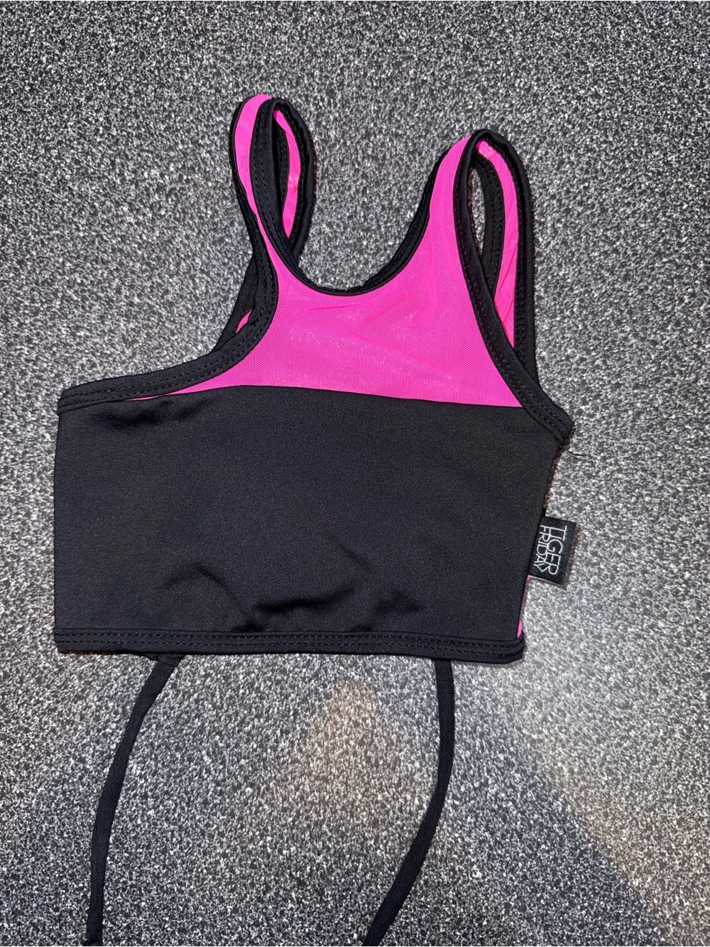 Tiger Friday Dance Black and Hot Pink Crop Top Size Child Small